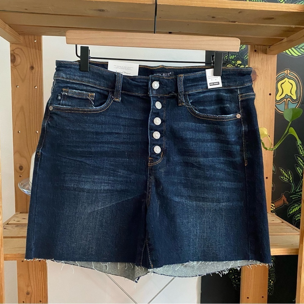 Judy Blue Palm Bay Exposed Button Fly High Rise Denim Shorts XL - Picture 5 of 16